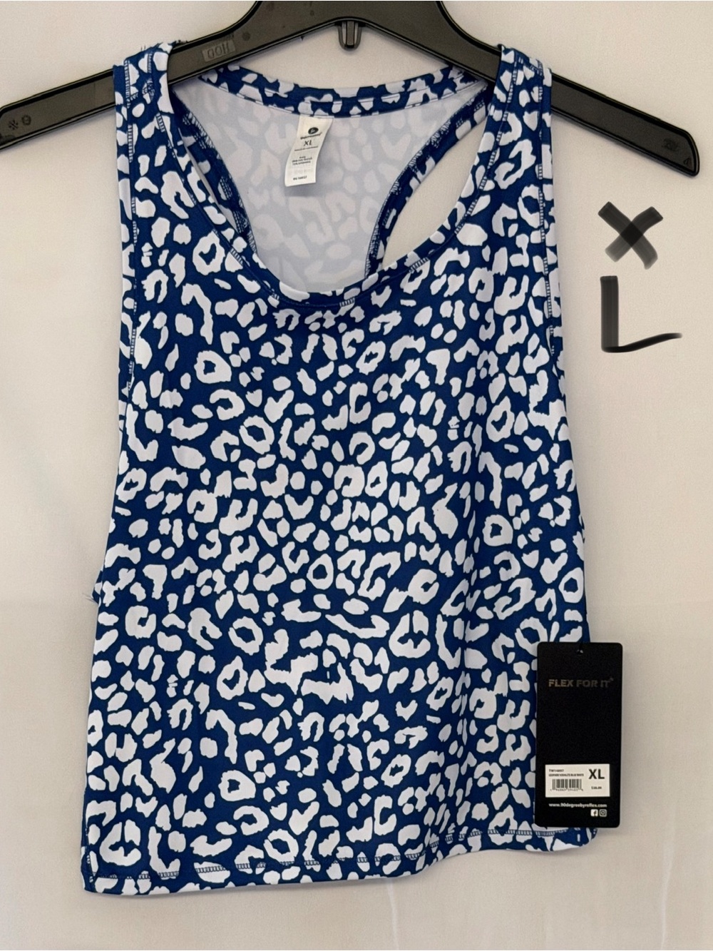 Velocity Blue and White Leopard Racerback Tank Top